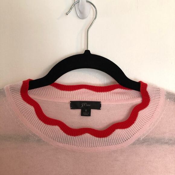 J.Crew Scallop Trimmed Pullover Striped Sweater - Picture 7 of 11